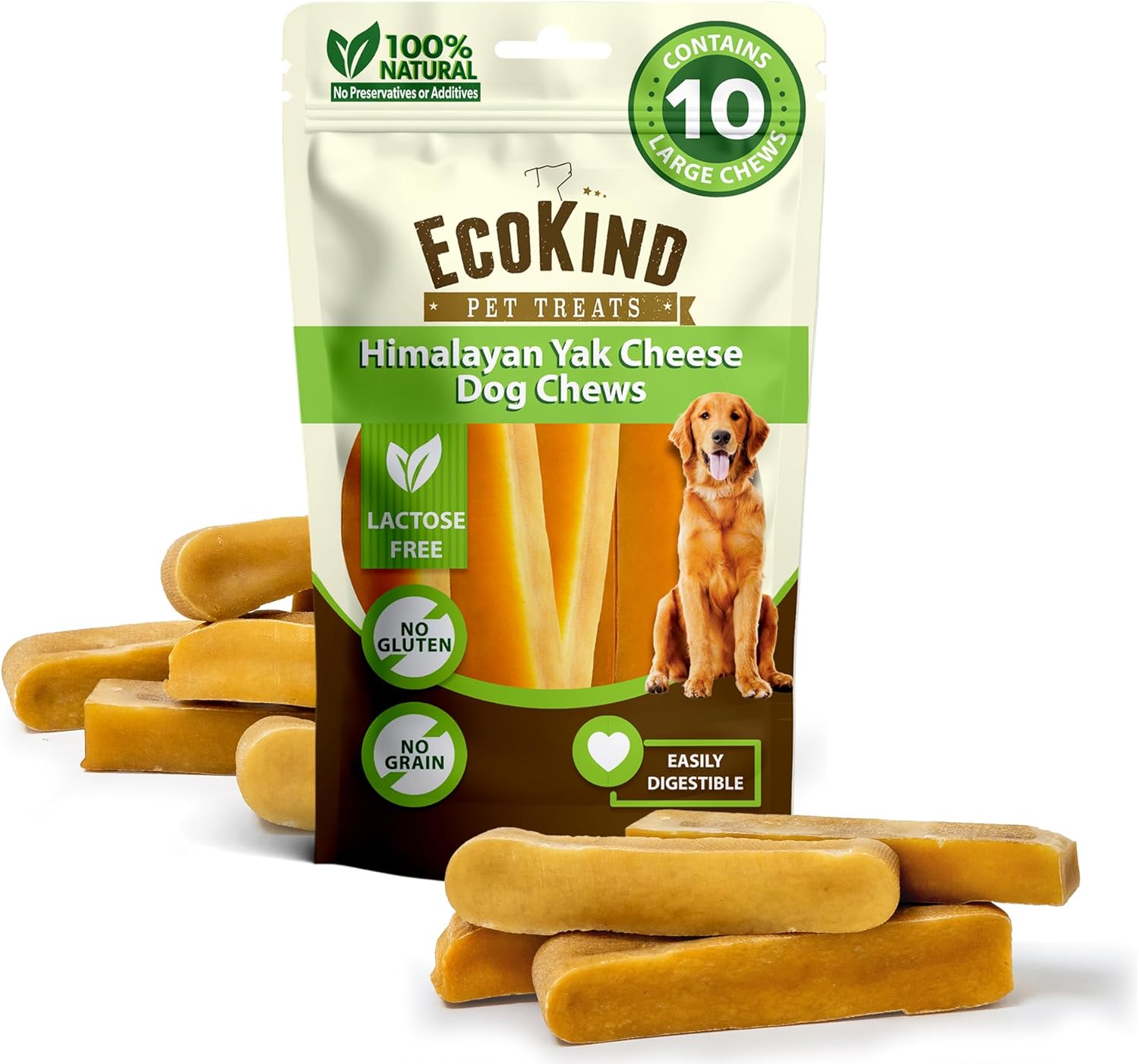 EcoKind Premium Gold Yak Cheese Dog Chews for Large Breeds