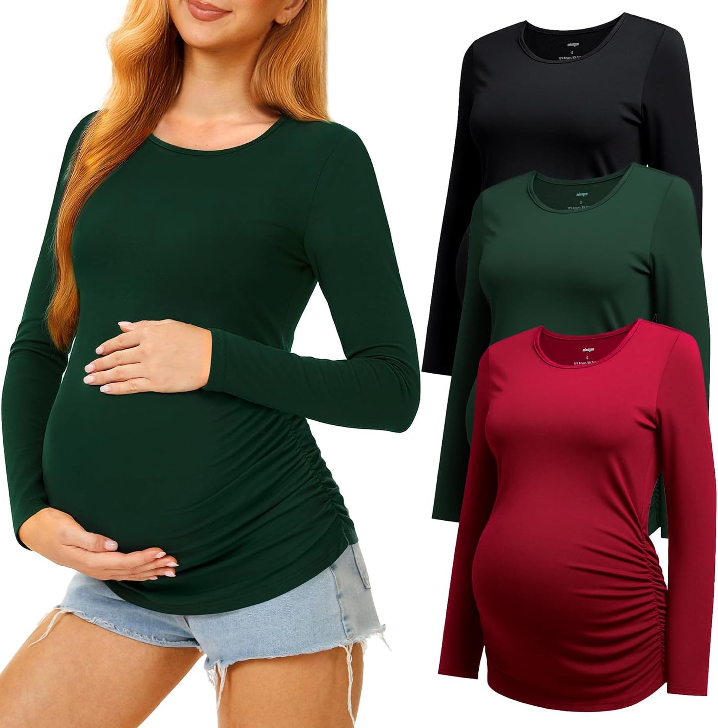 3 Pack Maternity Shirts Long Sleeve Pregnancy Tops for Women