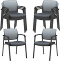 Mesh Back Stacking Arm Chairs with Upholstered Seat - 8 Pack