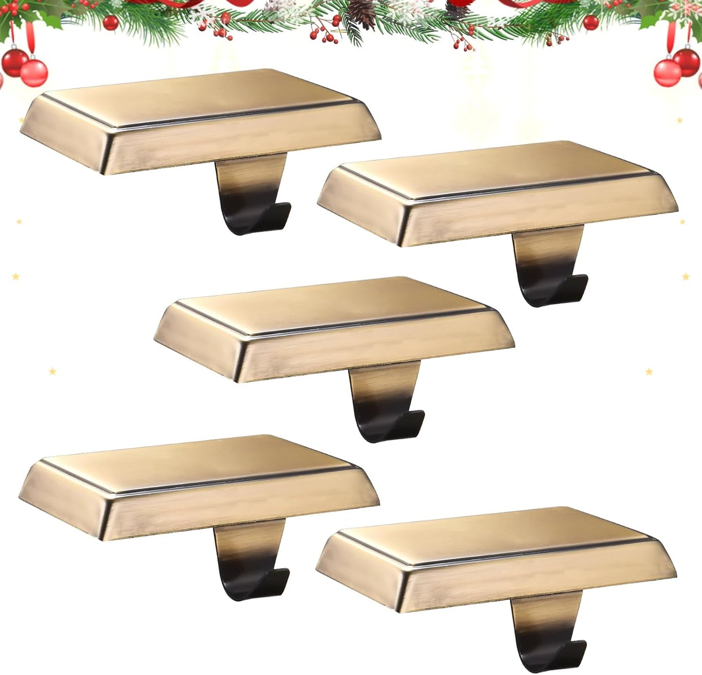 Christmas Stocking Holders for Mantle - Weighted Hangers Set