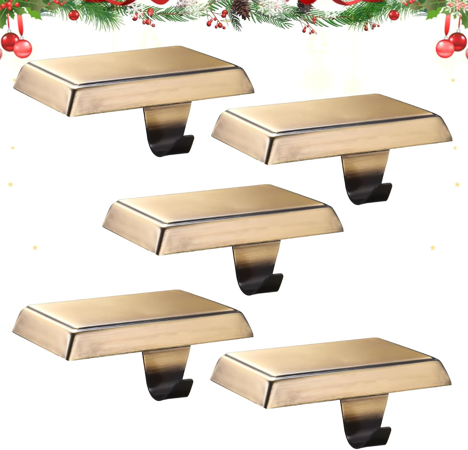 Christmas Stocking Holders for Mantle - Weighted Hangers Set