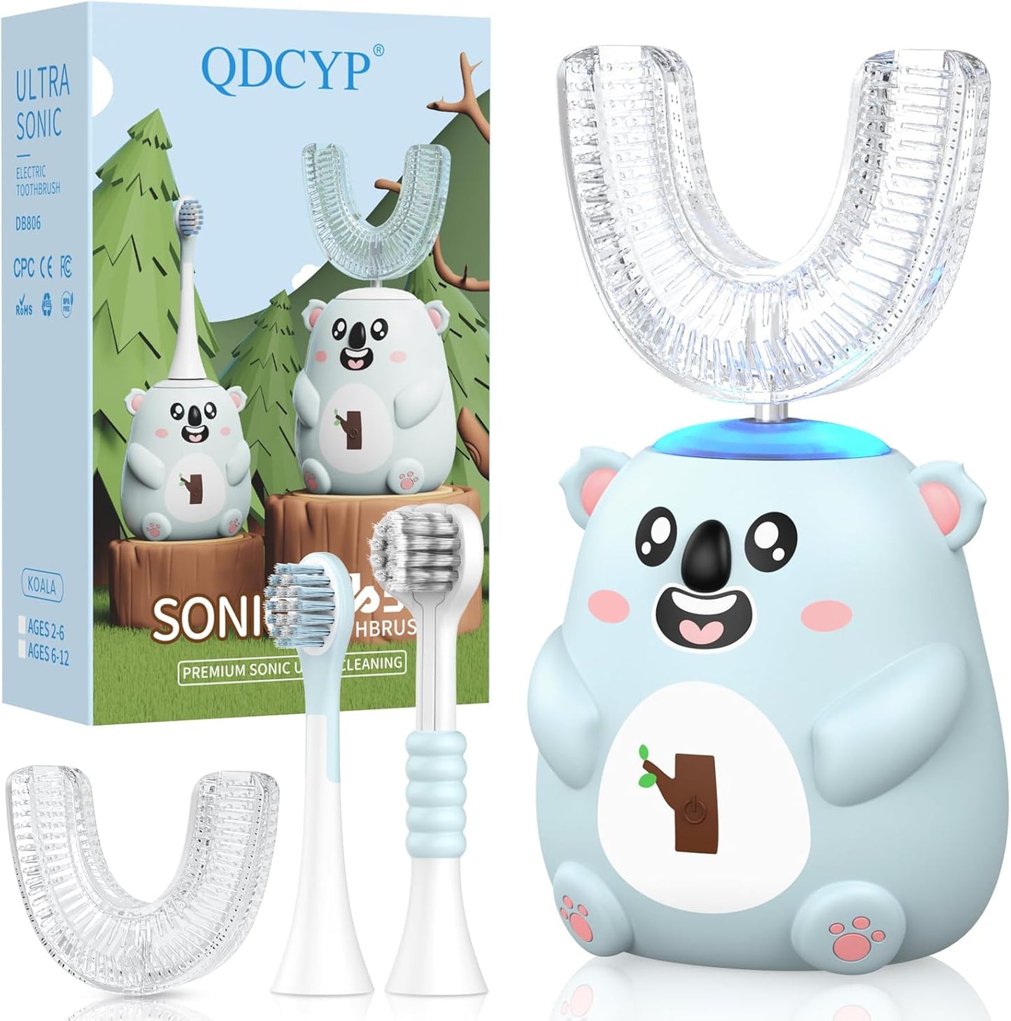 Kids U Shaped Electric Toothbrush with 6 Modes and 4 Heads
