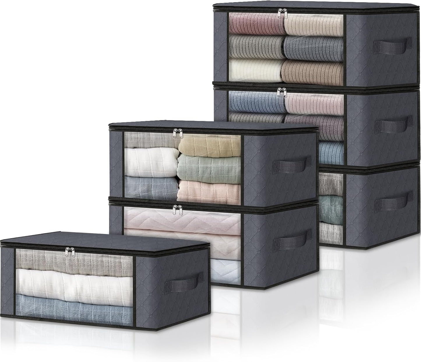 HomeHacks 6-Pack Foldable Storage Bags for Clothes and More