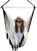 Ivory Macrame Hammock Chair Swing for Indoor & Outdoor Comfort