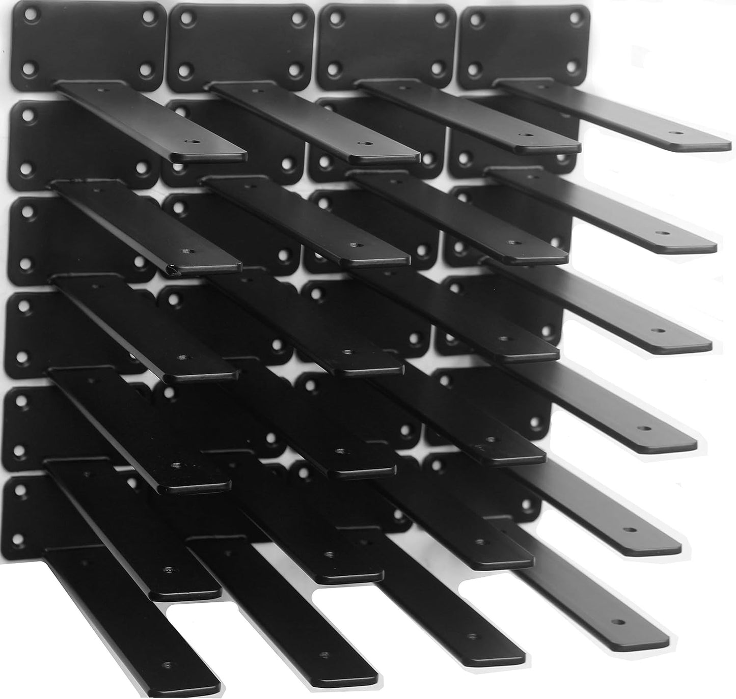 24 Pack 8 Inch Black Hidden L Shelf Bracket for Heavy Duty Support