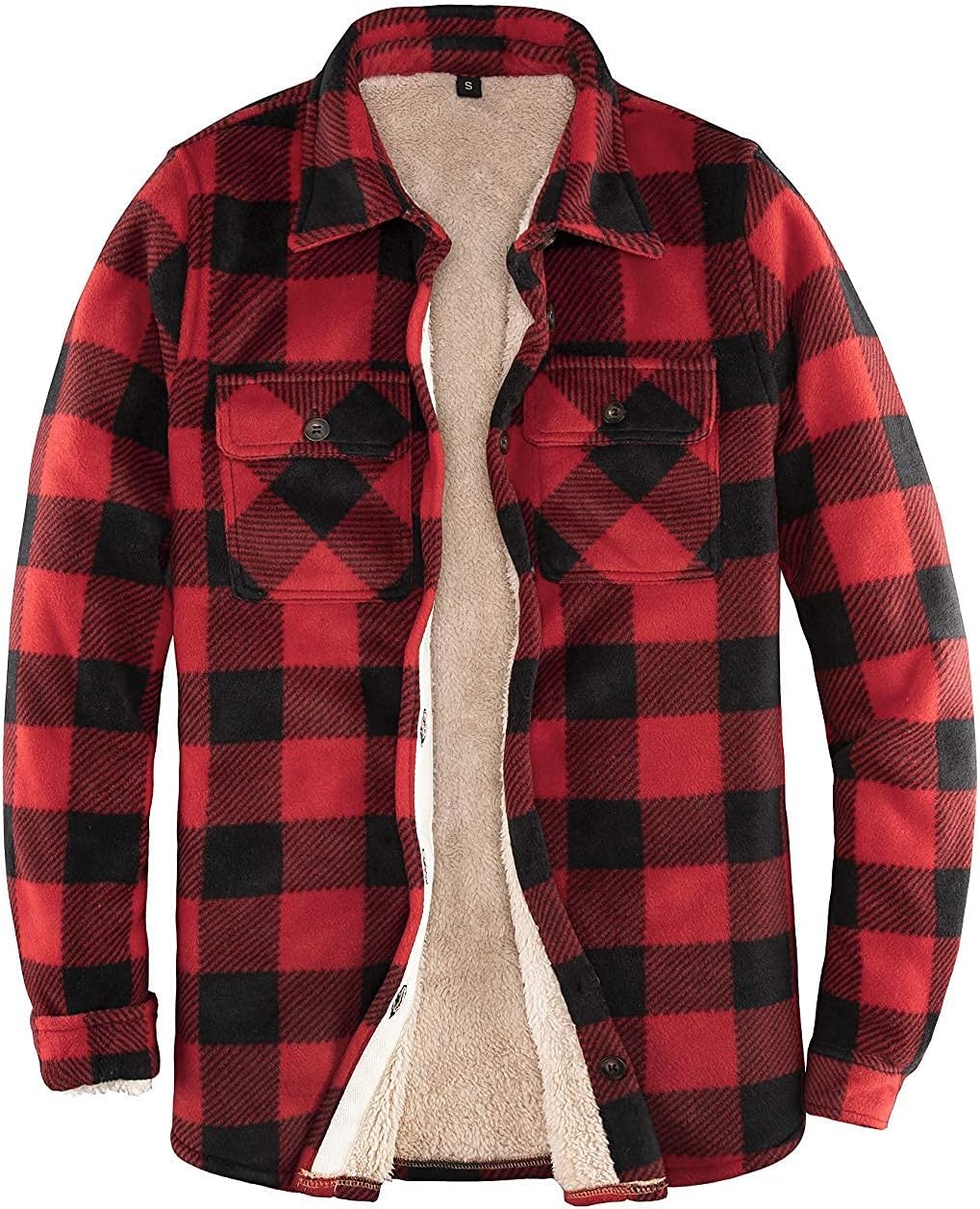ThCreasa Womens Sherpa Fleece Lined Flannel Shirt Jacket