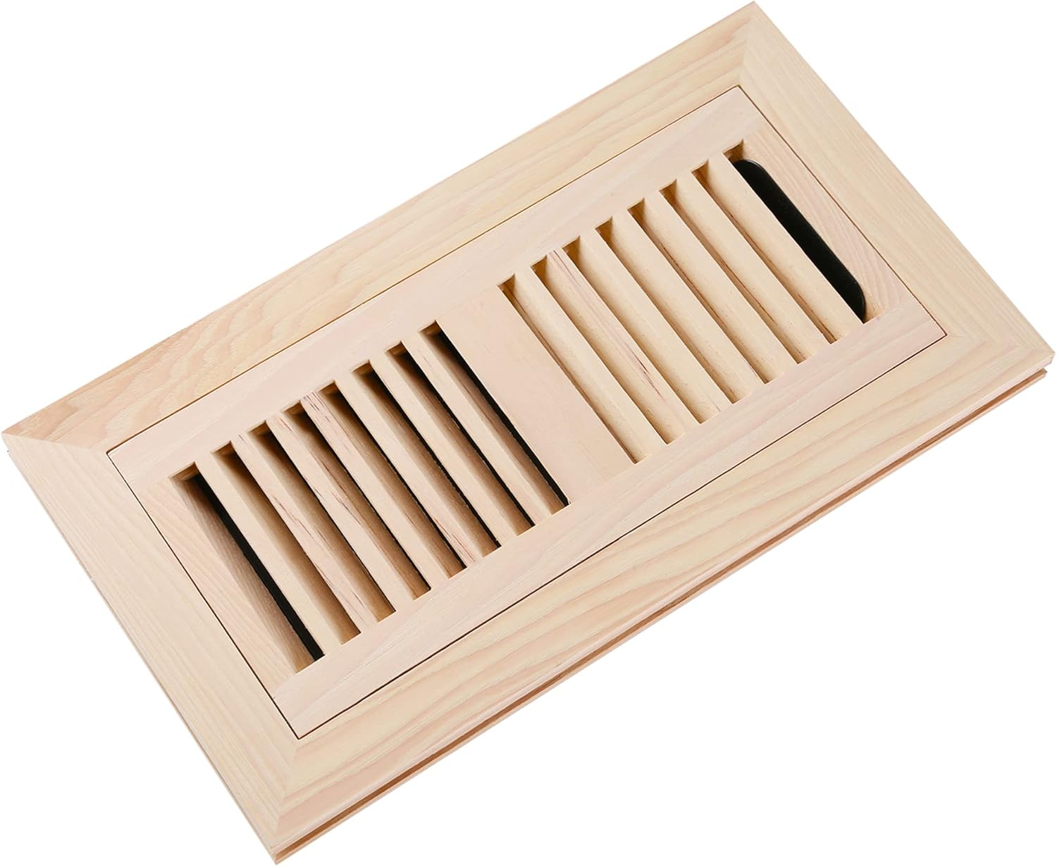 Hickory Wood Floor Register with Damper, 4X10 Inch Flush Mount