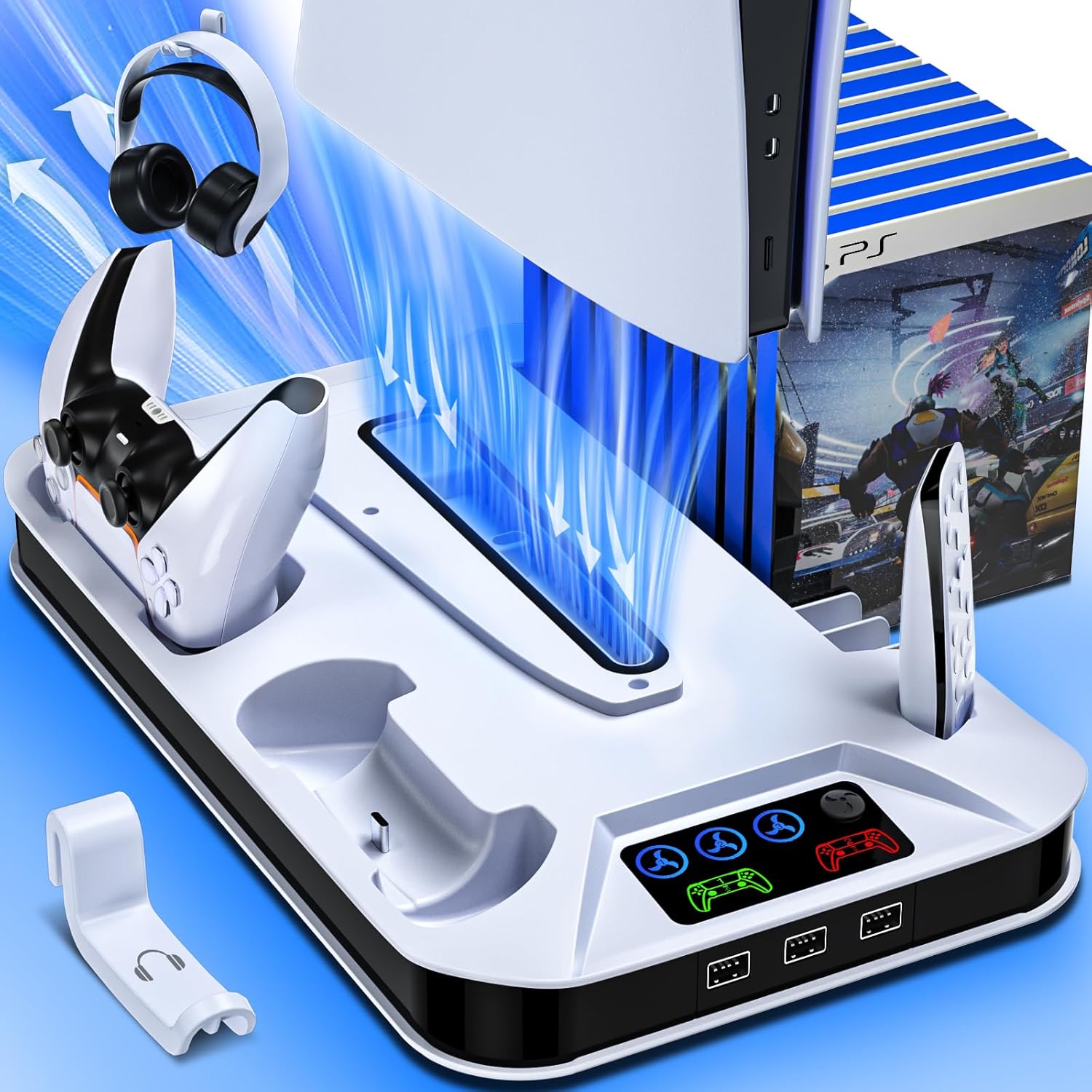 PS5 Cooling Station with Controller Charging - Enhanced Gaming Experience