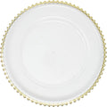 Metallic Foil Charger Plates with Beaded Rim - Set of 6, 13 in