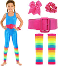 80s Girl Doll Costume Accessories Set - Bright Unitard Outfit