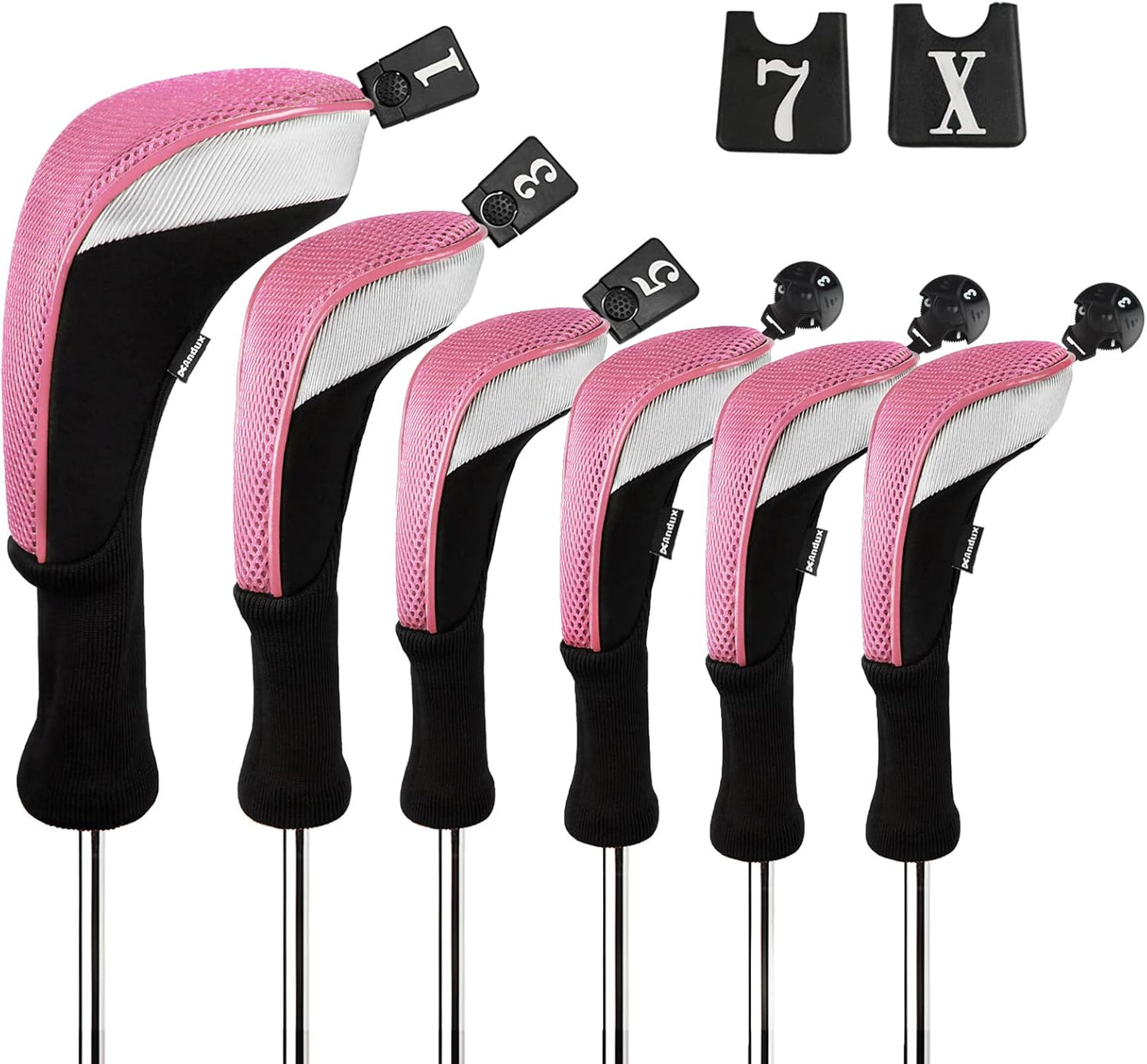 Andux 6pcs Golf Club Head Covers Set for Woods and Hybrids