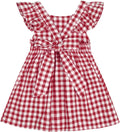 AGQT Baby Girls Plaid Dress with Flutter Sleeves for Summer Fun