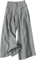 Wide Leg Cotton Linen Culottes Pants - Breezy Pull-On Comfort