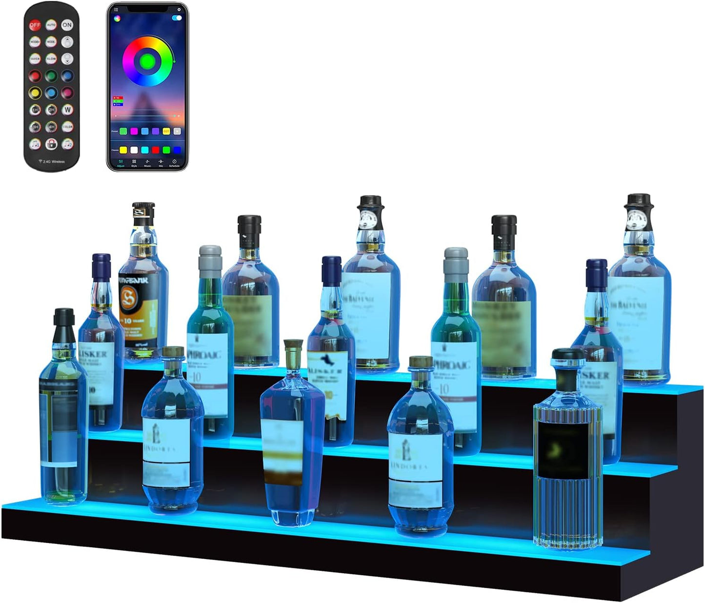VEVOR LED Lighted Liquor Bottle Display for Home Bar Shelf