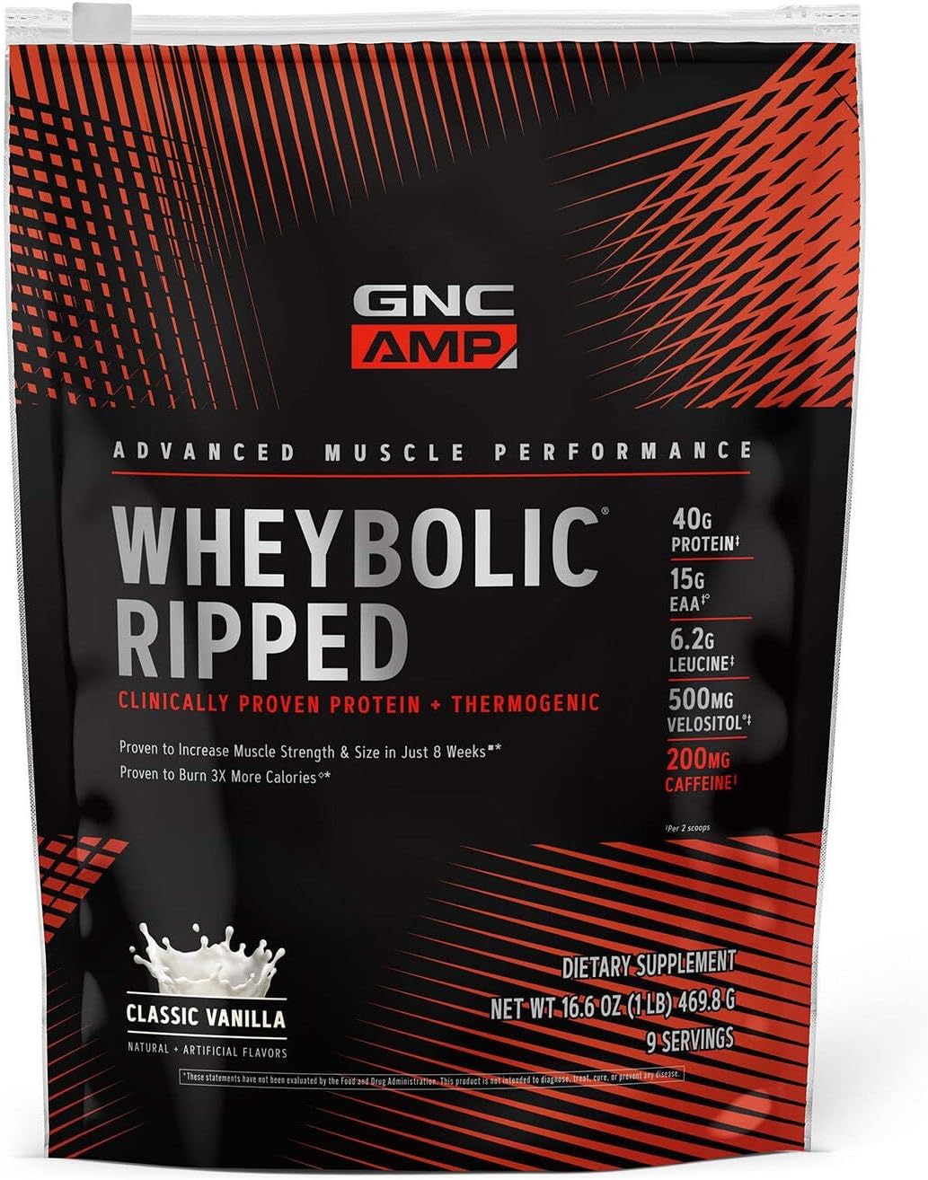 GNC AMP Wheybolic Ripped Classic Vanilla for Muscle Growth