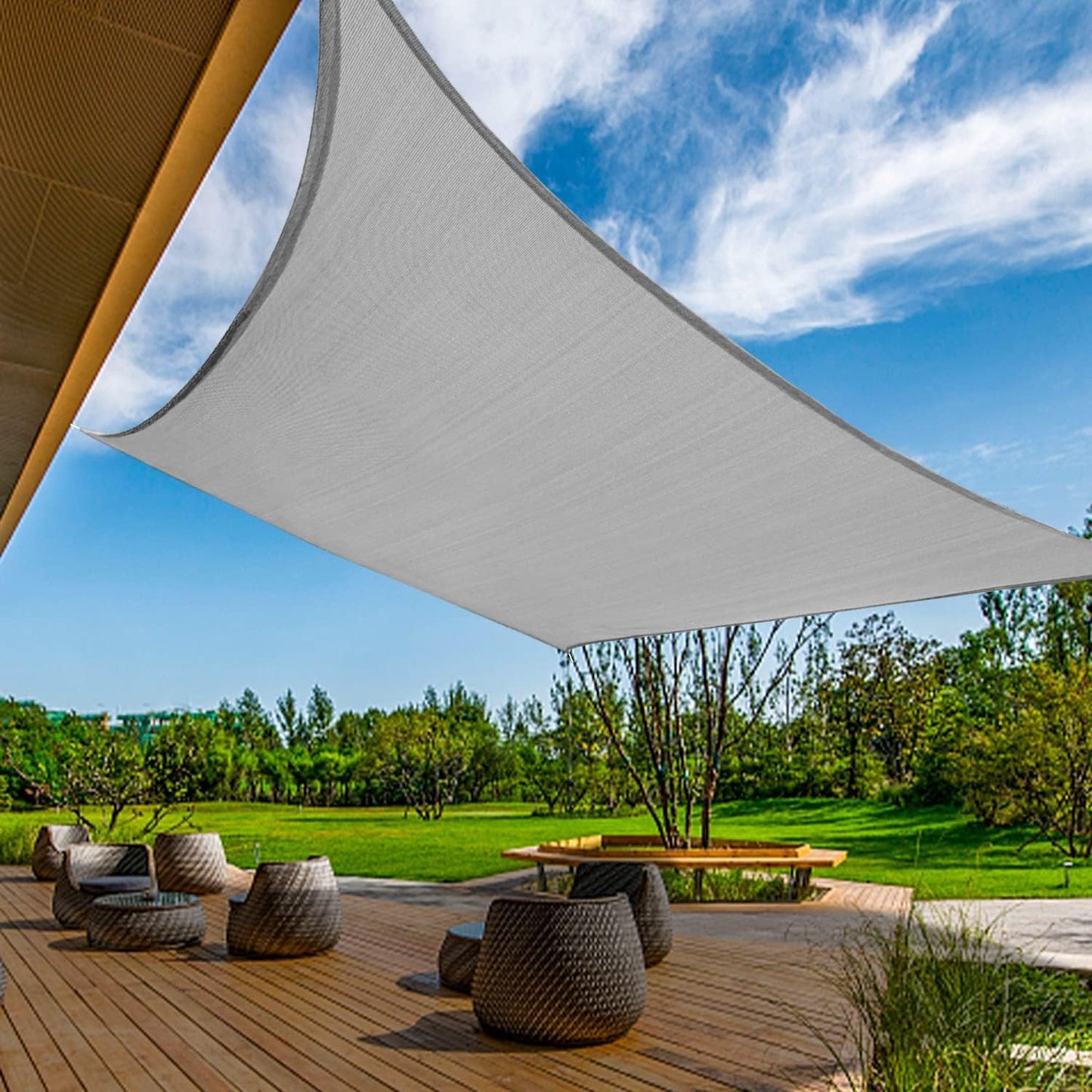 KANAGAWA 20ftX26ft Grey Rectangle Sun Shade Sail for Outdoor Use