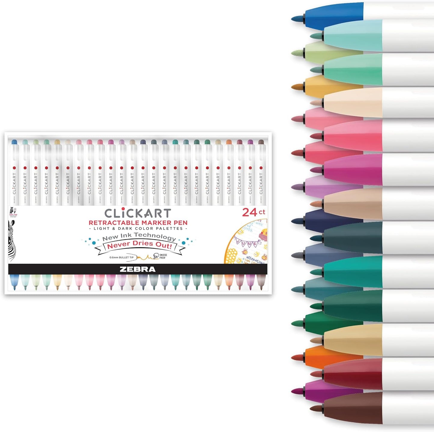 Zebra Pen CLiCKART Retractable Felt Tip Pens for Creative Projects