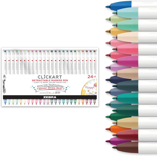 Zebra Pen CLiCKART Retractable Felt Tip Pens for Creative Projects