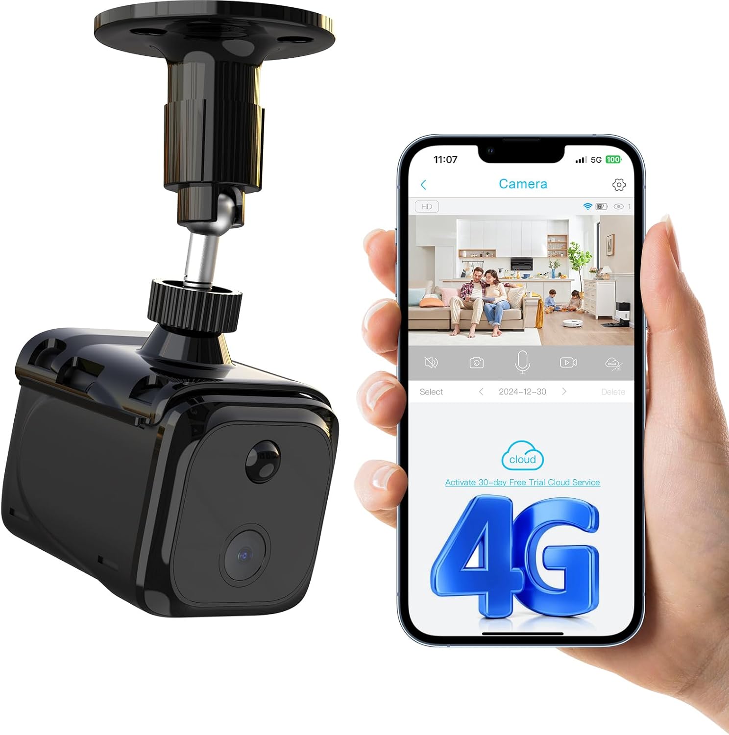 Cellular Security Camera Wireless with 2K Live Video and Night Vision