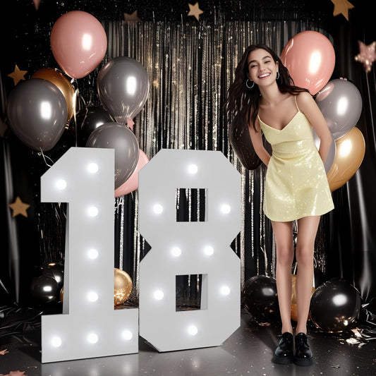 Large 3ft Light Up Number 18 Birthday Decorations for Parties