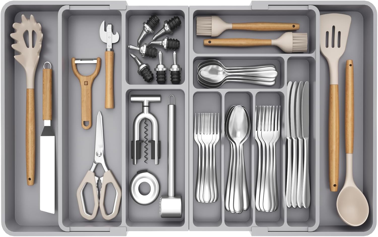 Lifewit Large Silverware Drawer Organizer for Kitchen Utensils