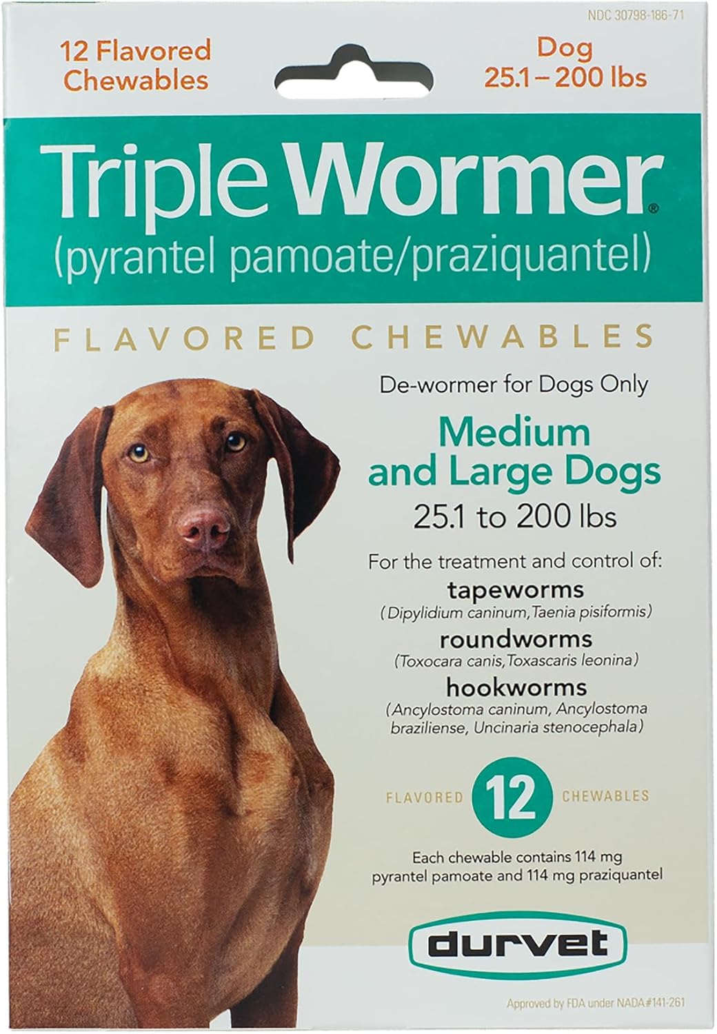 Durvet Triple Wormer for Medium and Large Dogs - 12 Pack