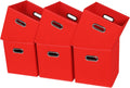 Black Fabric Cubby Storage Bins 13x13x13 in - Set of 6, Foldable Red