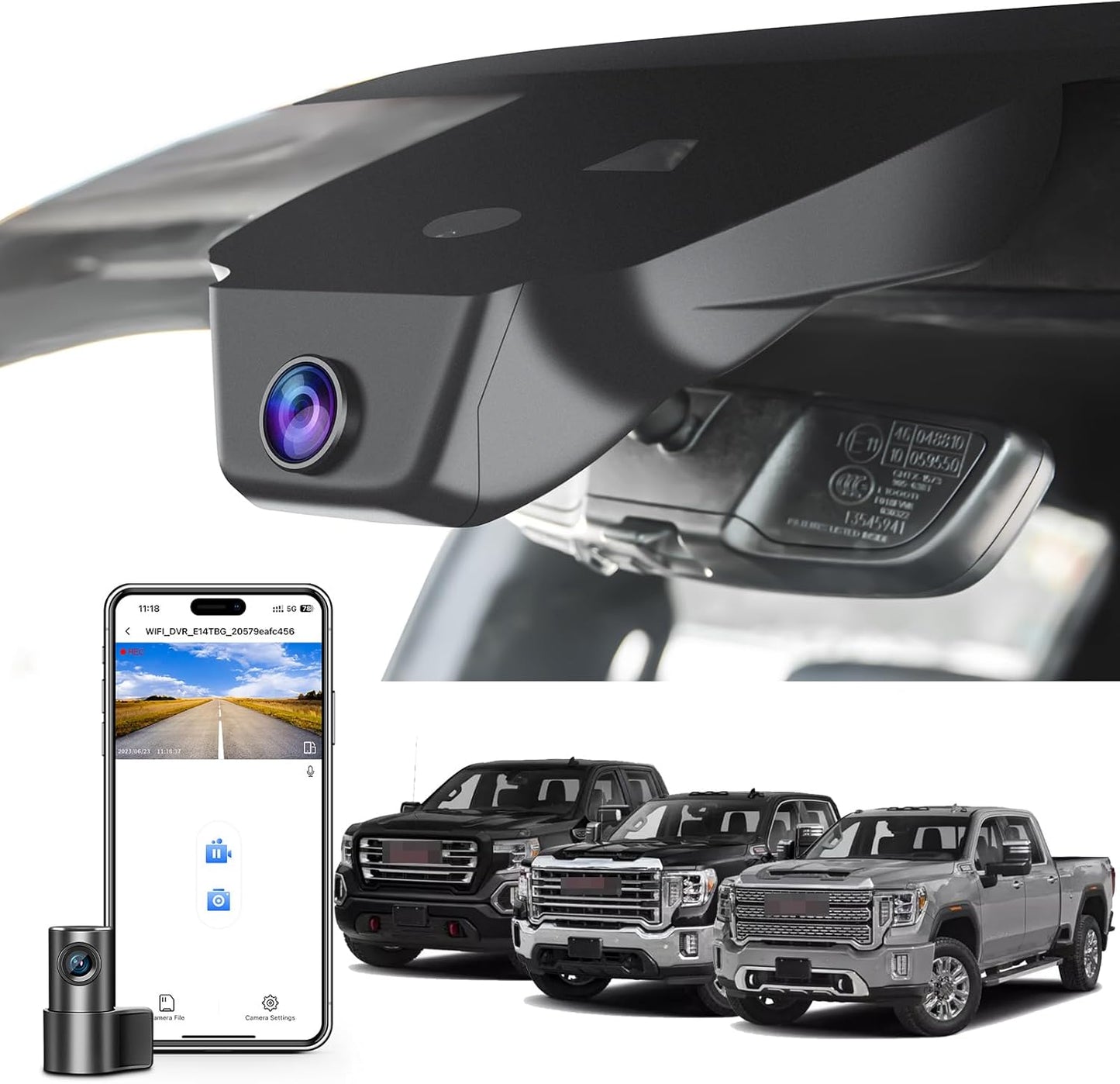 Mangoal Front 4K & Rear 1080P Dash Cam for GMC Sierra