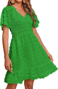 Women's Casual Mini Dress V Neck Short Sleeve for Beach Getaways