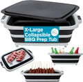 Collapsible XL BBQ Prep Tub w/ Cutting Board - Portable Grill Caddy
