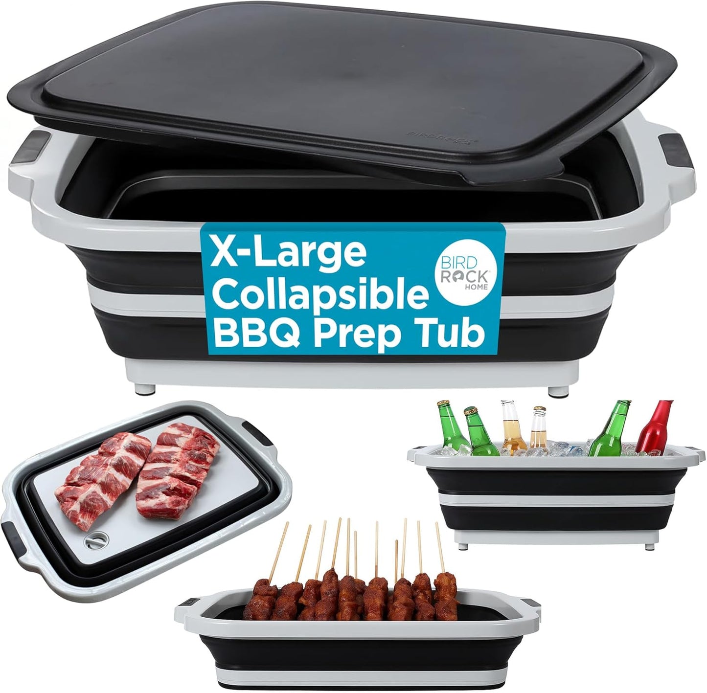 Collapsible XL BBQ Prep Tub - Multi-Function Grill Caddy
