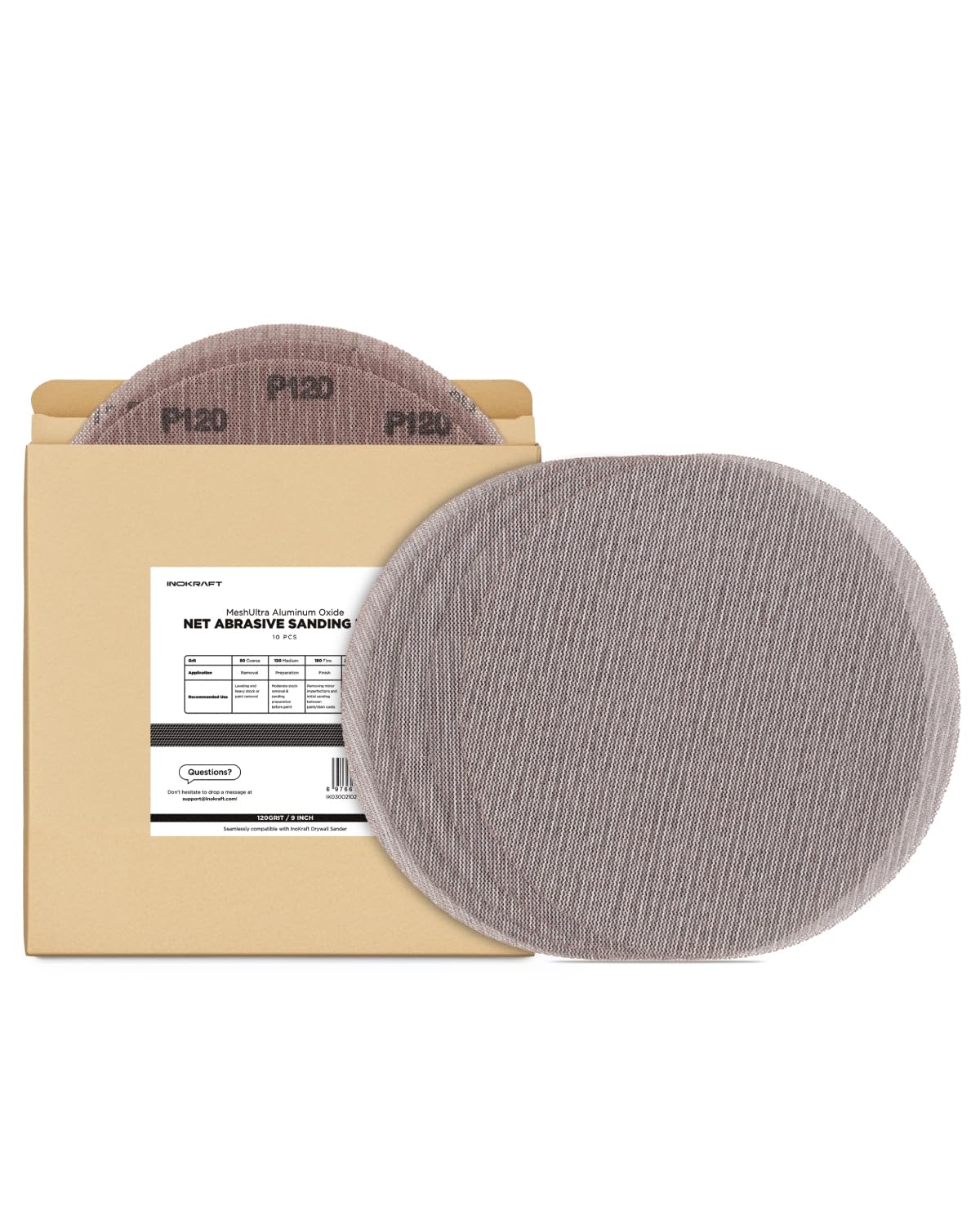 10pcs 120 Grit Dust-Free Drywall Sanding Discs by InoKraft