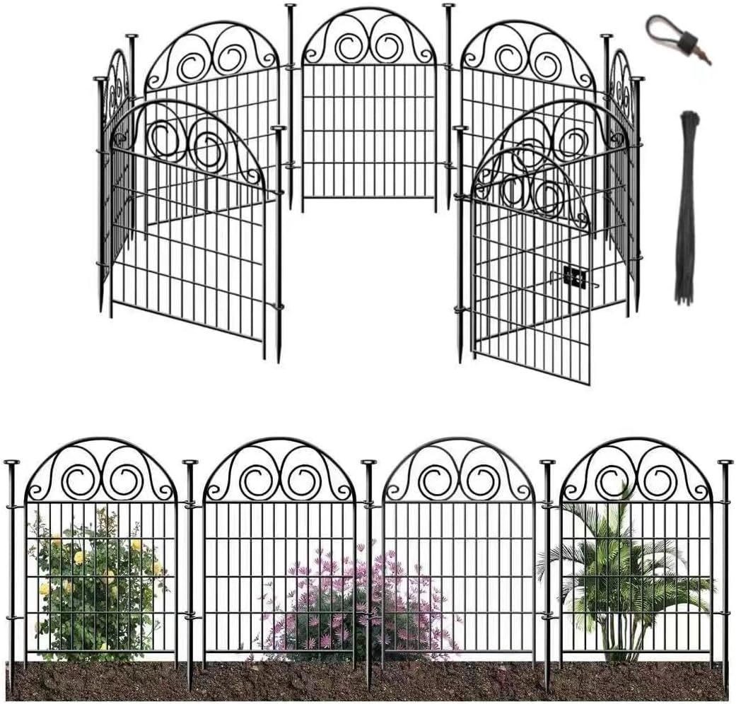 Tall Garden Animal Barrier Fence with Gate for Outdoor Use
