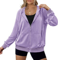 Women's Lightweight Full Zip Oversized Hoodie - Thin Casual Jacket