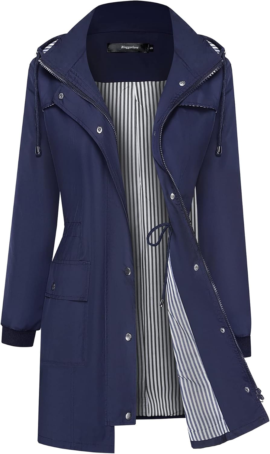 Bloggerlove Lightweight Waterproof Rain Jacket for Women Outdoor
