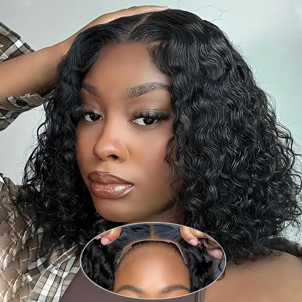 Wear and Go Bob Wig Human Hair Deep Wave for Black Women