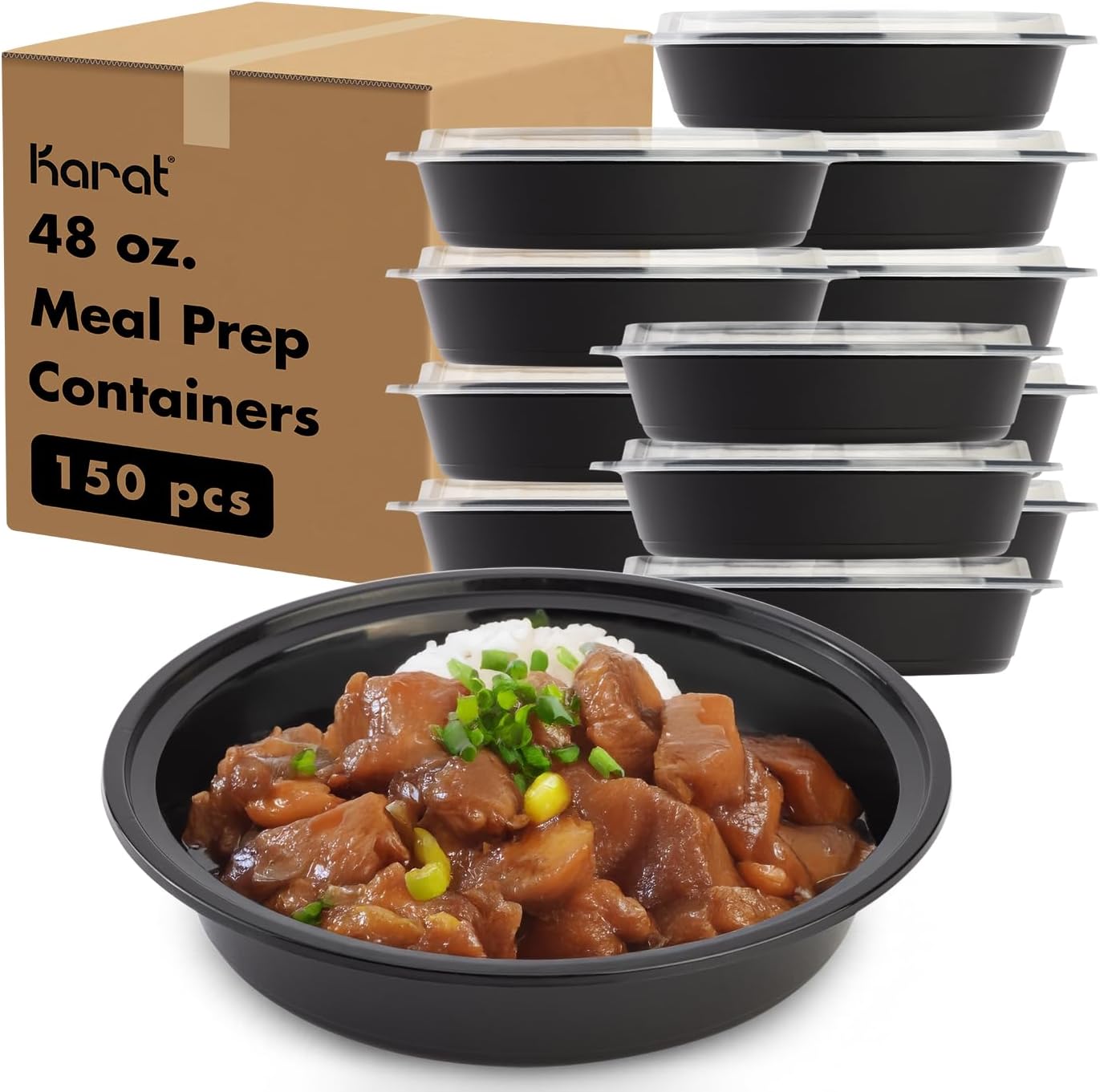 Karat Meal Prep Containers - 48 oz Reusable & Disposable Bowls