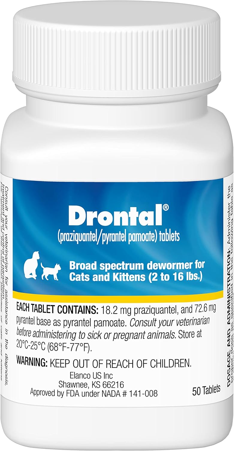 Drontal Broad Spectrum Dewormer for Cats and Kittens, 50 Tablets
