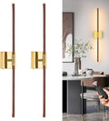 40 Walnut Battery Operated Wall Sconces Set of Two - Dimmable