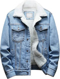 Men's Lapel Sherpa Fleece Lined Thicken Denim Trucker Jacket - Warm up
