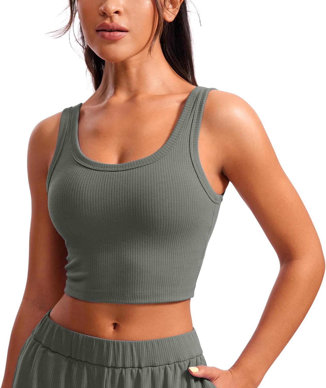 CRZ YOGA Womens Ribbed Longline Sports Bra for Activewear