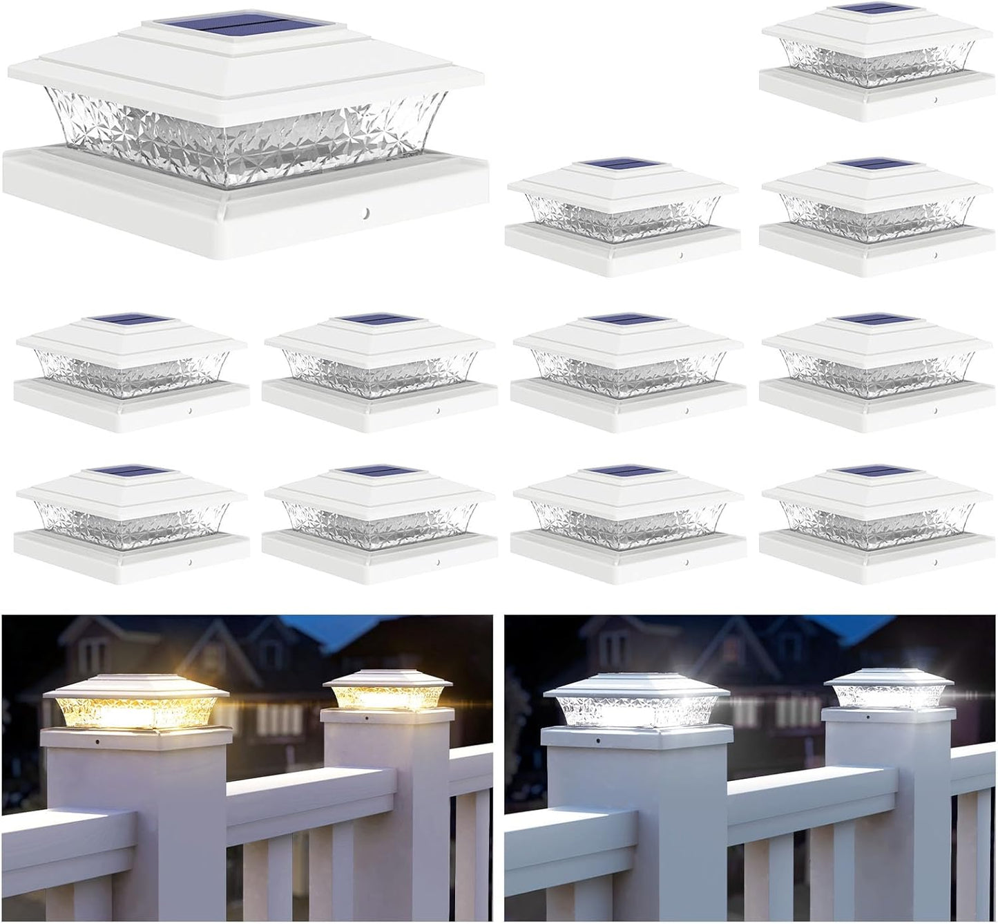 APONUO Solar Post Lights Outdoor with 2 Lighting Modes and 16 LEDs