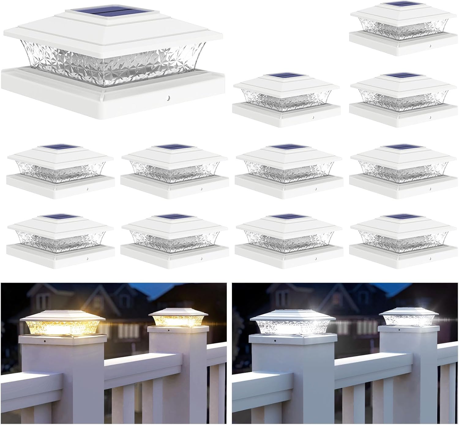 APONUO Solar Post Lights Outdoor with 2 Lighting Modes and 16 LEDs