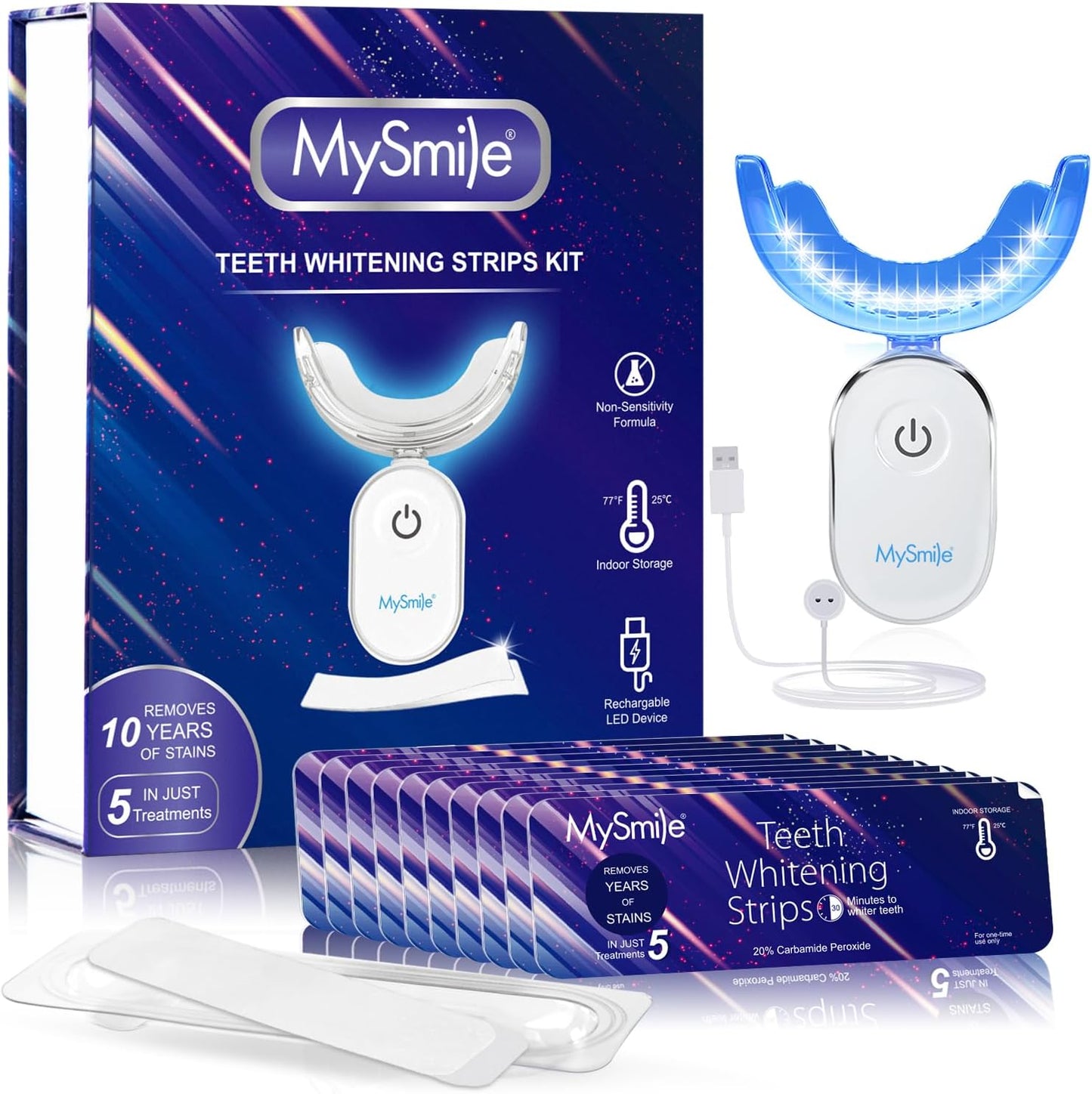 MySmile Non-Sensitive Teeth Whitening Strips Kit for Home Use