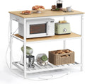 Oak and White Kitchen Island with Power Strip - Large Worktop