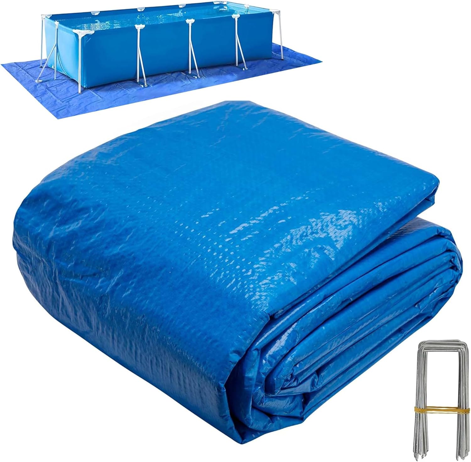 Durable 20 x 12 Ft Rectangular Pool Ground Cloth for Protection