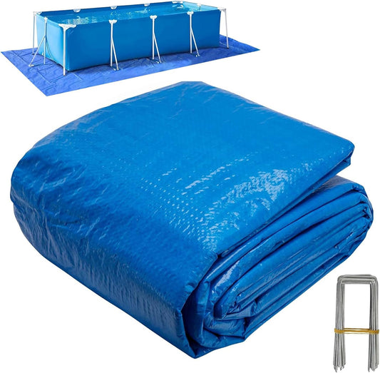 Durable 20 x 12 Ft Rectangular Pool Ground Cloth for Protection