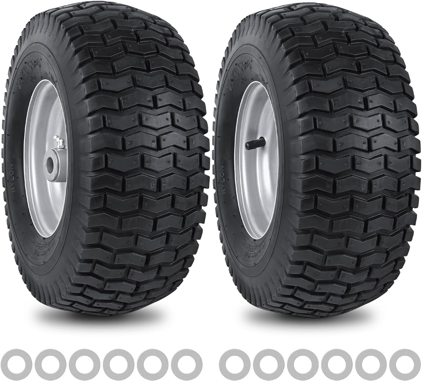 15x6.00-6nhs Lawn Mower Front Tire 4 Ply Tubeless 2 Pack