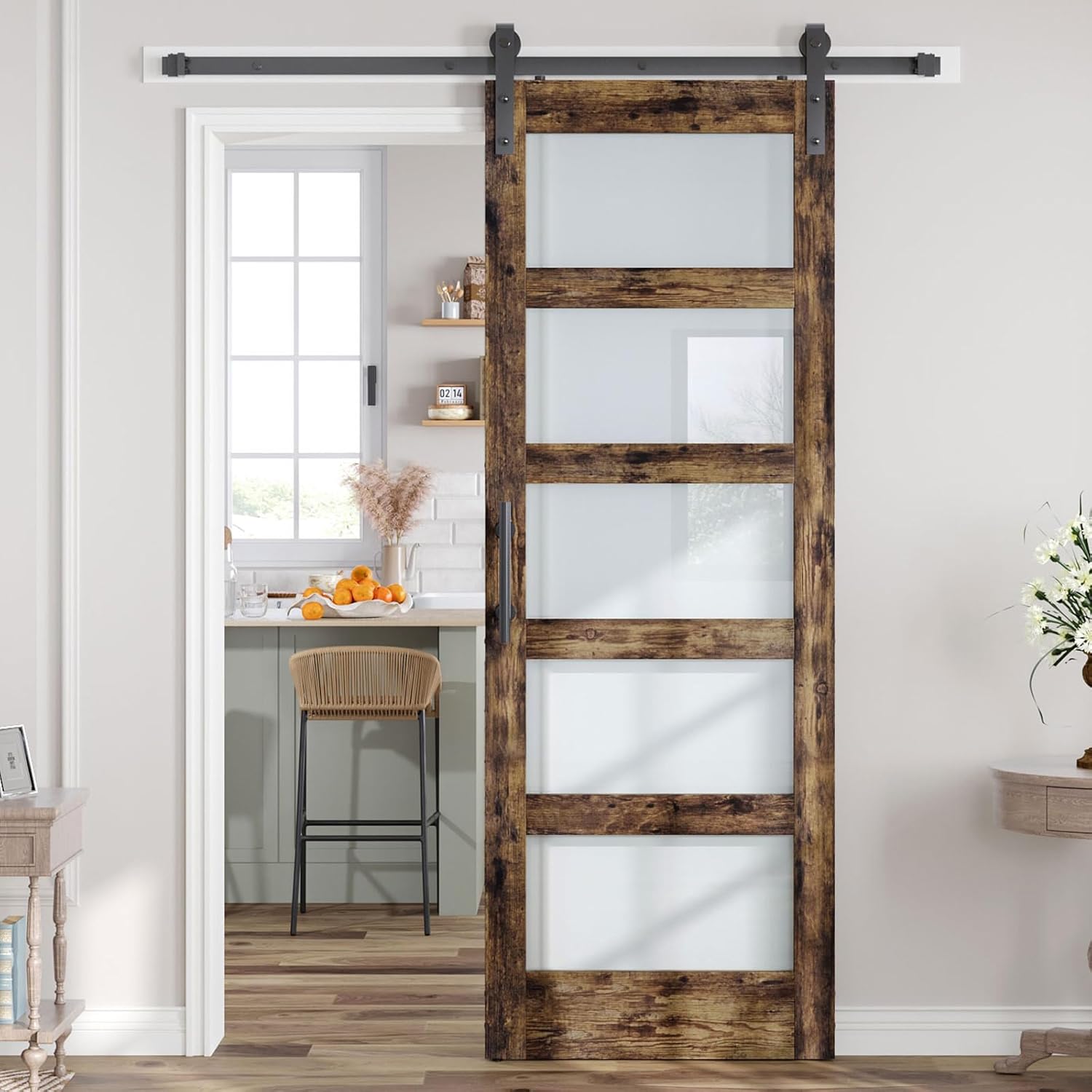 32x84 Inch Glass Sliding Barn Door Slab with Hardware Kit