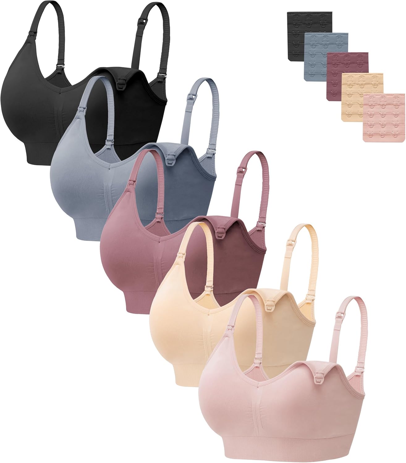 HBselect Women Maternity Bras 5 Pack for Nursing Comfort